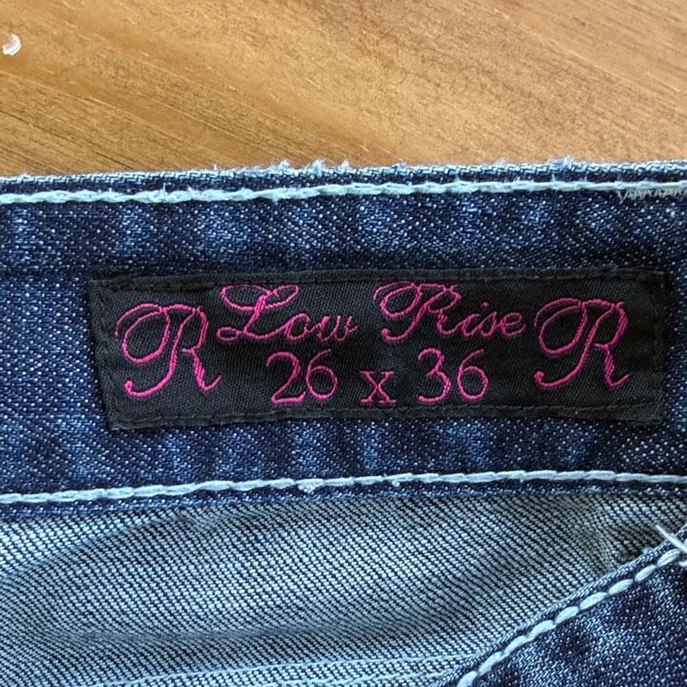 Rock and Roll Cowgirl Low Rise Bootcut Rhinestone denim jeans sz 26 x 36 - Picture 12 of 14